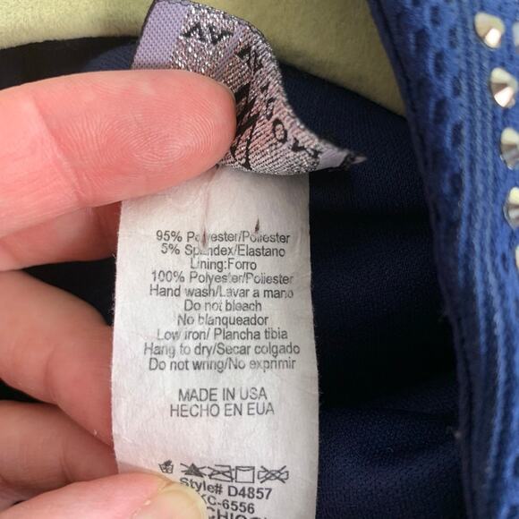 Va Va Voom Navy Blue Studded Dress Size Small Formal Party Cocktail Dress - Picture 8 of 10